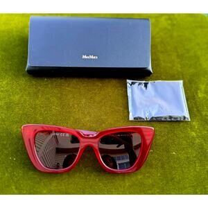 🌟  NEW Max Mara Glimpse5 Geometric Cat-Eye Sunglasses (Shiny Crimson Red)